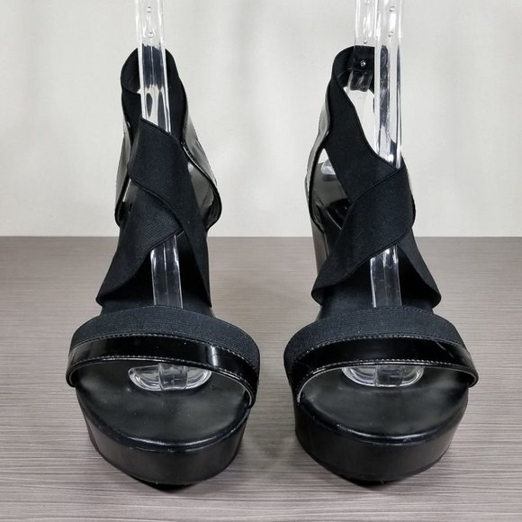 Charles David Feature Wedge Sandals, Black, Womens Size 8 M - Picture 2 of 13